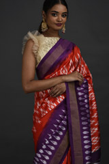 Orange Ikat Silk Saree_DSC5702