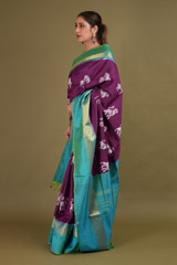 Purple Saree With Green BorderDSC01442