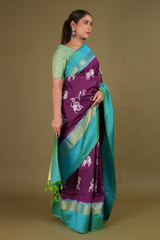 Purple Saree With Green BorderDSC01443