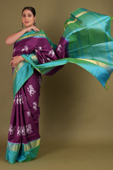 Purple Saree With Green BorderDSC01448