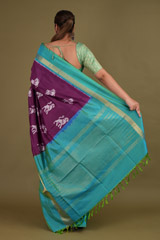 Purple Saree With Green BorderDSC01449