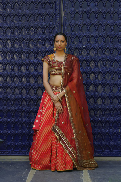 Red Banarasi Lehenga