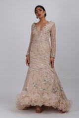 Eesome Ruffle Beige Gown