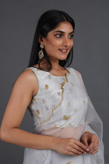 Bluish Grey Organza SareeIMG_2696