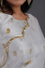Bluish Grey Organza SareeIMG_2697
