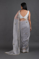 Bluish Grey Organza SareeIMG_2698
