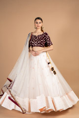 Baby Pink And Burgundy Lehenga