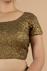 Antique Gold Sequin Saree BlouseDSC07146