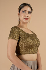 Antique Gold Sequin Saree BlouseDSC07148