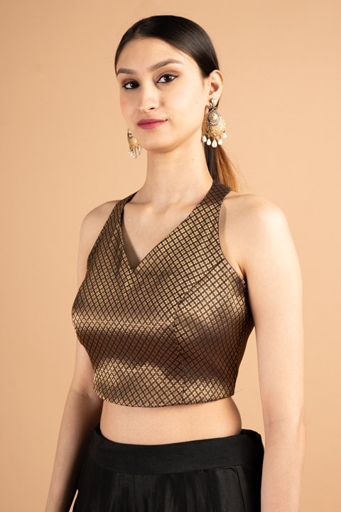 Black Brocade Saree Blouse