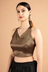 Black Brocade Saree BlouseDSC01496