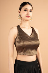 Black Brocade Saree BlouseDSC01497