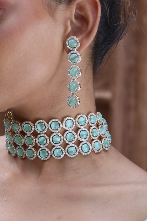 Embedded Stone Choker Set