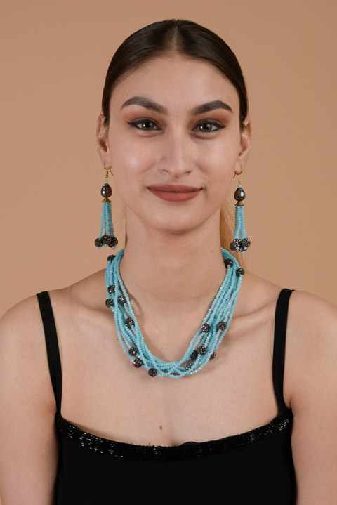 Blue and Grey Necklace Set