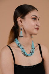 Blue and Grey Necklace Set_DTR3223