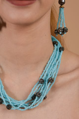Blue and Grey Necklace Set_DTR3224