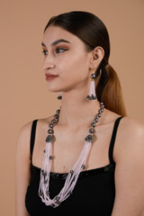 Pink and Grey Necklace Set_DTR3244