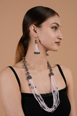 Pink and Grey Necklace Set_DTR3245