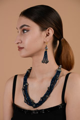 Blue and  Grey Necklace Set_DTR3229