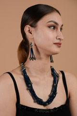Blue and  Grey Necklace Set_DTR3230