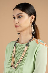 Peach and Grey Necklace SetDSC09365