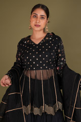 Black Crochet Silk Peplum LehengaDSC02574