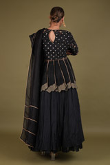 Black Crochet Silk Peplum LehengaDSC02584