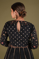 Black Crochet Silk Peplum LehengaDSC02586