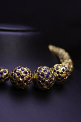 Blue & Golden Moti Neckpiece