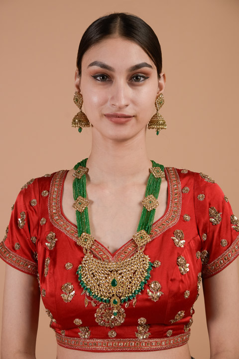 Green and kundan Rani Haar