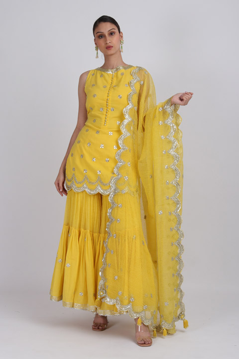 Yellow Kurta Sharara Set