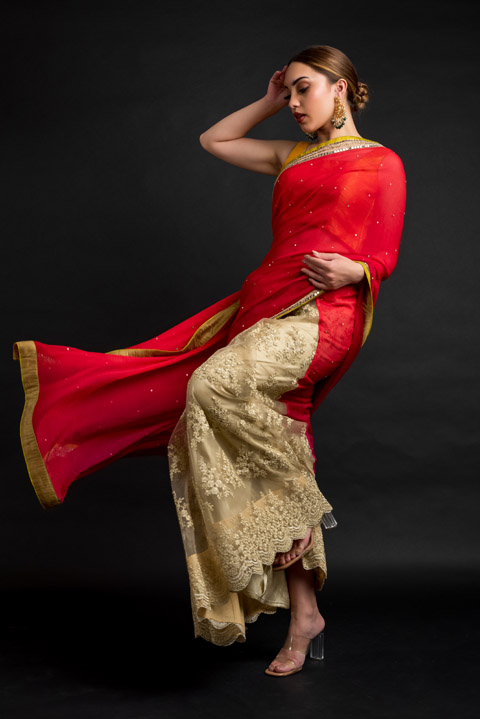 Red Embroidered Saree