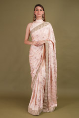 Resham Work On Satin Saree