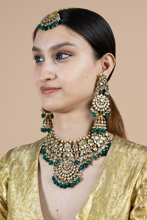 Kundan Emerald Green Set