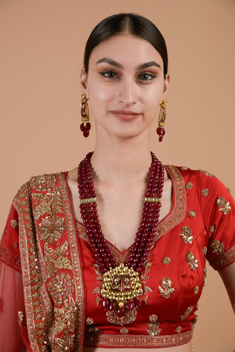 Moti Necklace with Earrings