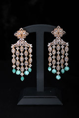 Gold Earrings with Green Drops