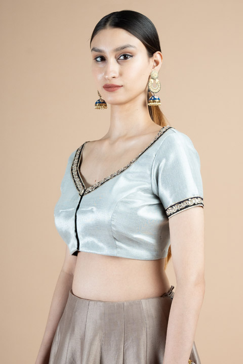 Grey Embellished Blouse