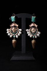 Green Stone Pearl Earrings