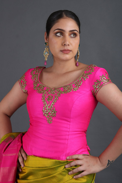 Magenta Embroidered Blouse