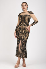 Beige Embellished Gown