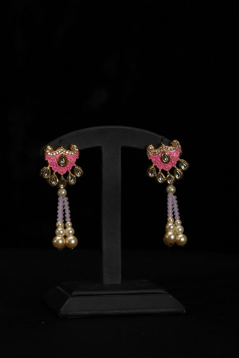 Pink Moti Necklace Set