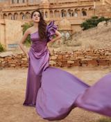 Purple Ruffle Sleeve Gown3