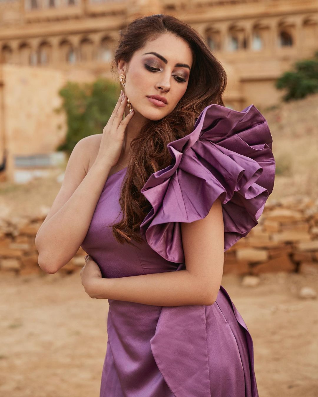 Purple Ruffle Sleeve Gown5