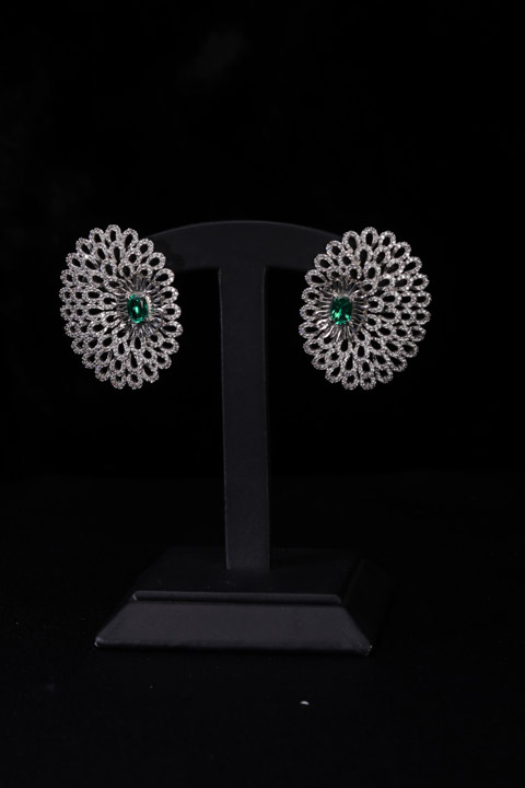 White Zircon Floral Studs