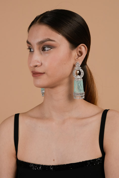 Mint Stone Long Earrings