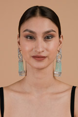 Mint Stone Long Earrings_DTR3209