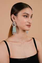 Mint Stone Long Earrings_DTR3210