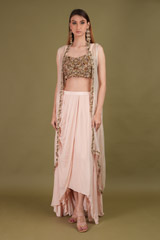 Embroidered Blouse With Draped Bottom SetDSC01176