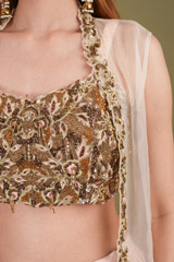 Embroidered Blouse With Draped Bottom SetDSC01178