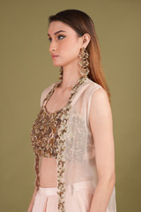 Embroidered Blouse With Draped Bottom SetDSC01182